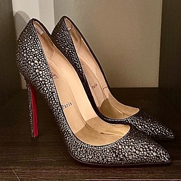 Christian Louboutin Shoes - CL “Black Diamond 💎”Swarovski Strass Pigalle 120